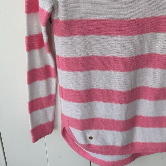 Lilly Pulitzer Paige Horizontal Stripe Sweater Size Small Pink White Tunic Beach - Picture 3 of 6